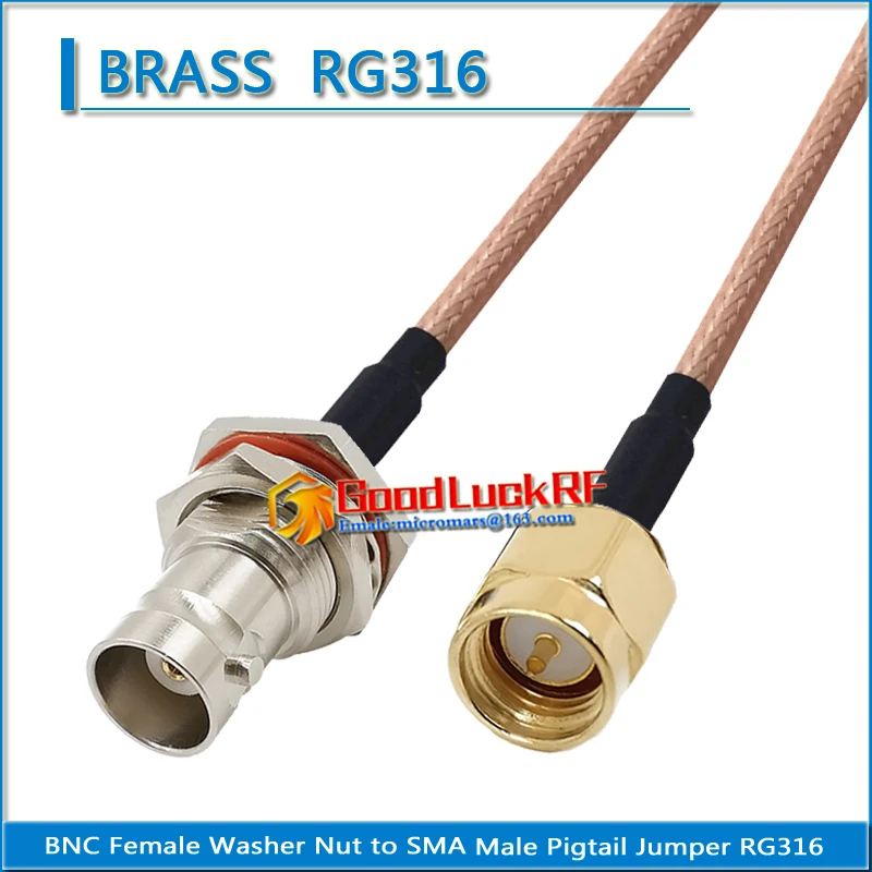 

Q9 BNC Female O-ring Waterproof Bulkhead Washer Nut to SMA Male Pigtail Jumper RG316 extend Cable RF Connector