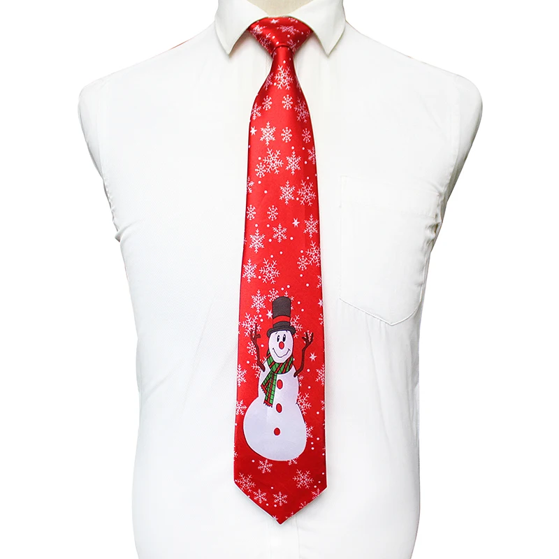 JEMYGINS New Design Christmas Tie 9.5cm Tie for Men Snowman Animal Tree Printed Mens Gift Festival Necktie for Christmas