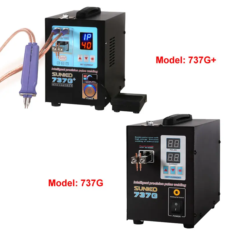 

SUNKKO 737G+ 18650 Battery Spot Welding Machine 2.8KW 4.3KW LED Illumination Dual Digital Display Double Pulse Welder