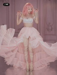 PINK stage Jumpsuit sexy Diamond dance gogo night women for Birthday wedding party CLUB drag queen costumes concert designer new
