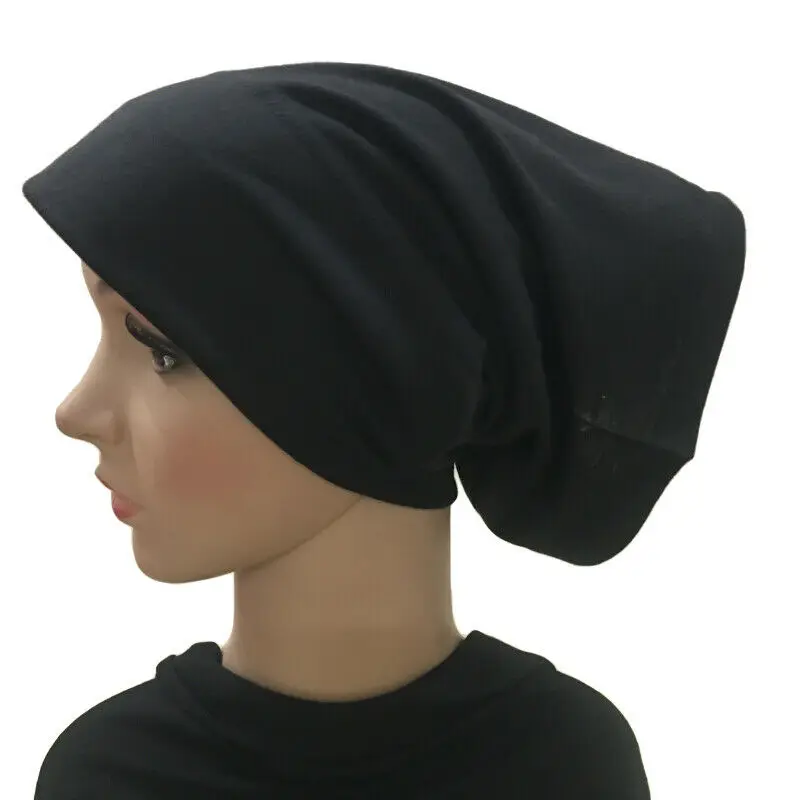 Muslim Women Cotton Underscarf Bonnet Brim Inner Cap Head Scarf Hijab Cover Under Scarf Headwrap Plain Soft Niqab Cap Arab Hijab