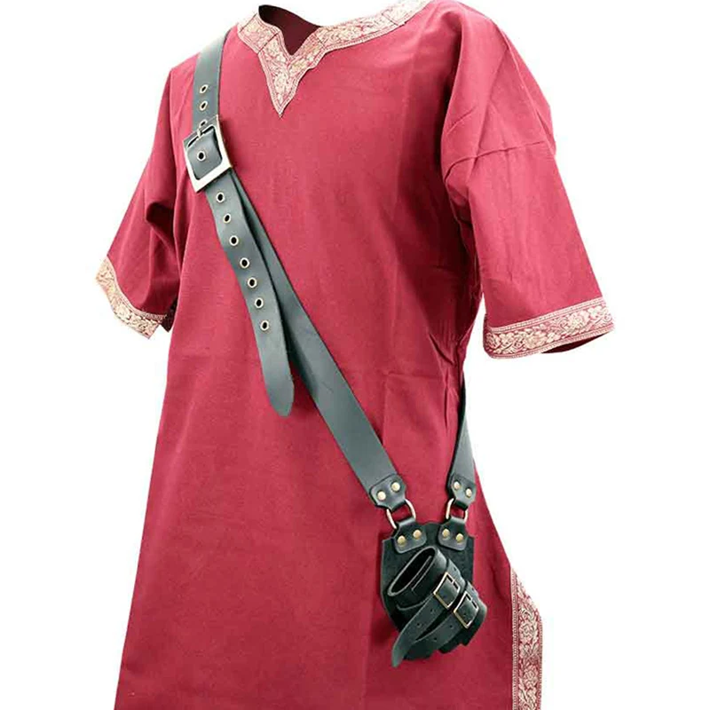 Mittelalterlichen Viking Schulter Strap Leder Schwert Halter Mantel Scheide Frosch Ritter Getriebe Rapier Gürtel Holster Für Larp Kostüm Männer