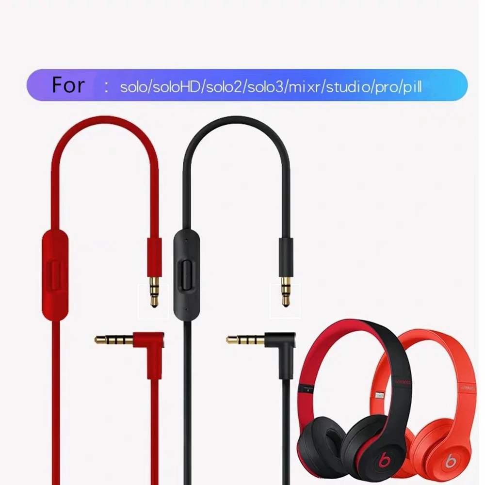 3.5mm Kabel Voor Beats Studio 2.0 3.0 SOLO 2 3 HD Pro MIXR Microfoon Headset Hoge Kwaliteit 2 Stekkers uitbreiding Audio Kabel 140 cm