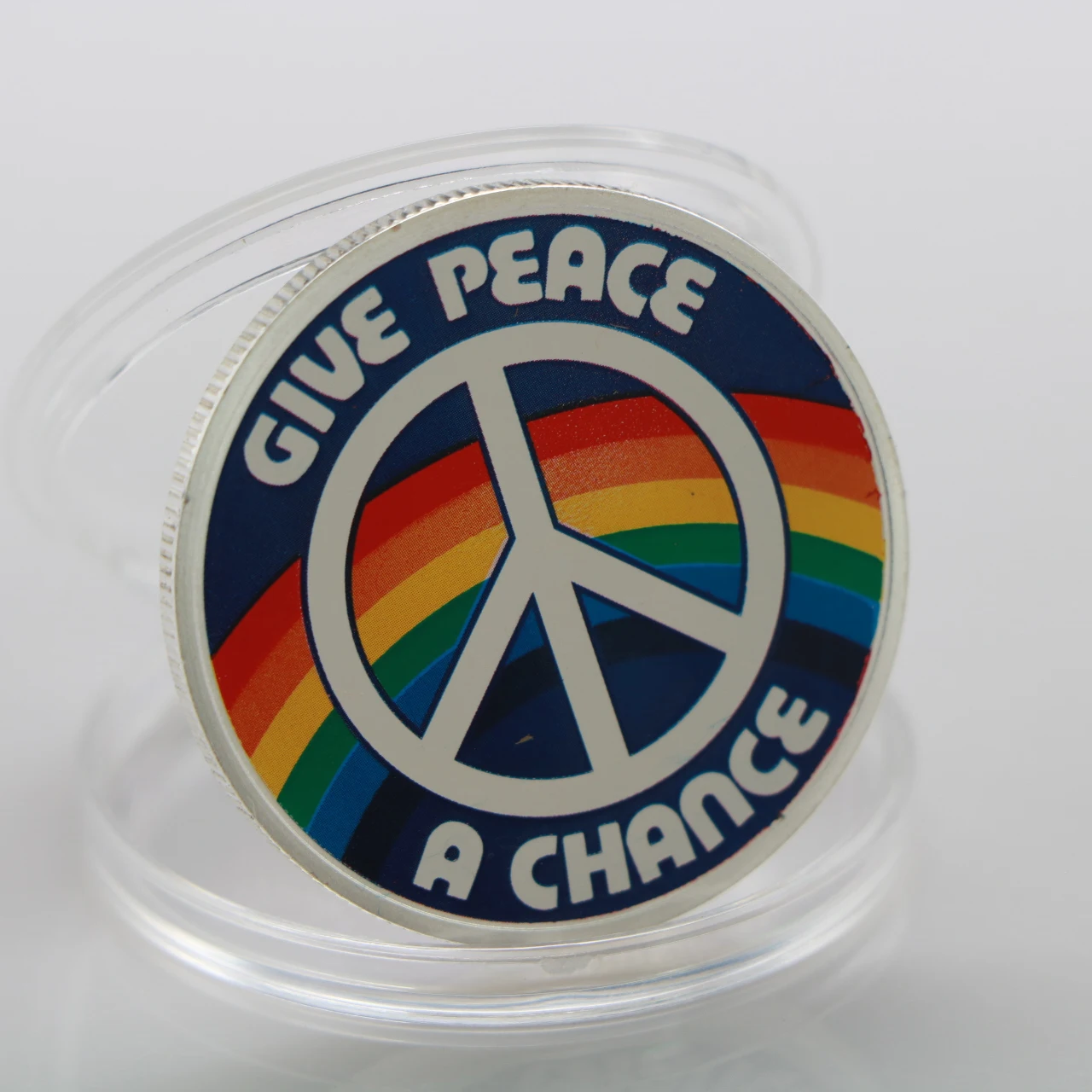 Famous Musician John Lennon Silver Plated Coins Souvenir Art Collection Gifts Give Peace Rainbow