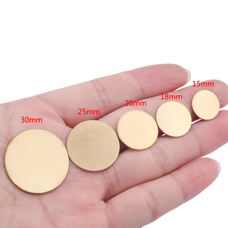 Raw Brass Metal Stamping Blank Round Without Hole Disc Charms Plate Pendant Jewelry Findings For Necklace Making Accessories