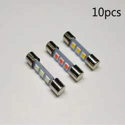 10PCS  Festoon Dome T6.3 28mm 3 SMD 3030 LED 3smd Light Bulb Car Vanity Mirror Lights Sun Visor Fuse Light White 12V