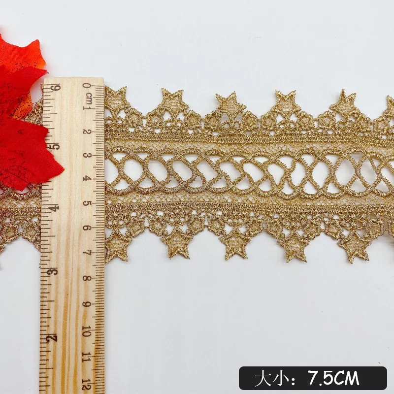 High Quality Golden Star Double Cotton Embroidered Lace Sewing Furnishing Garment Accessories DIY Handmade Craft Materials