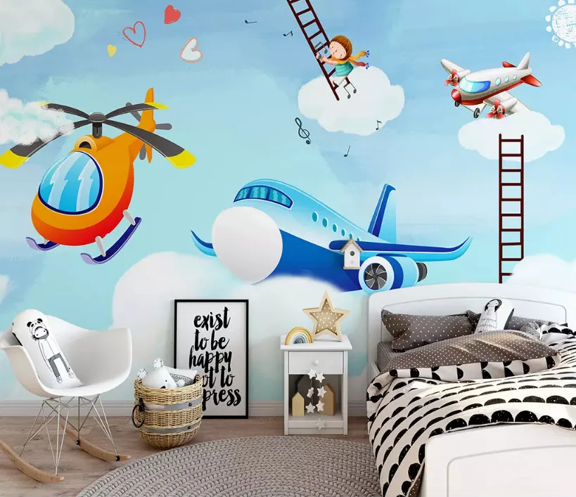 

Bacal Custom classic papel de parede 3D wallpaper mural Nordic cartoon minimalist cute boy girl children room school background