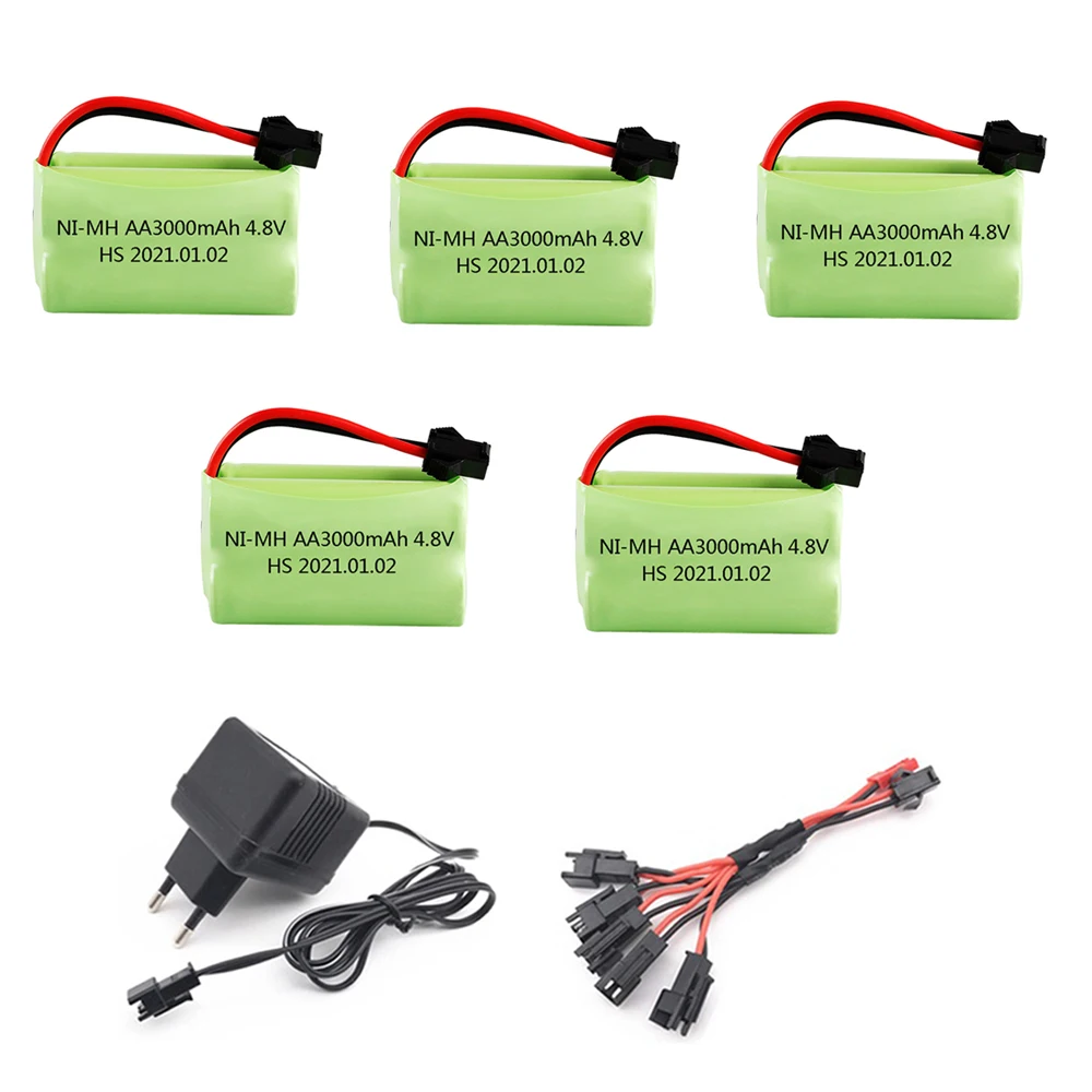 

4.8V 3000mah NIMH Battery With Charger cable 4.8 v NiMH Rechargeable Battery Pack For Rc toys Cars Tanks Robots Boats Guns parts