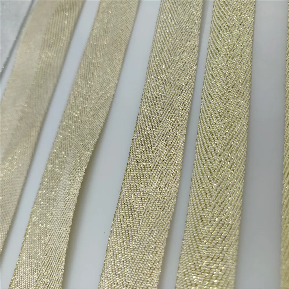 3 Yards Gold Silver Herringbone Pattern Ribbons Polyester Tape Party Decoration Apparel Sewing & Fabric Golden Satin Riband