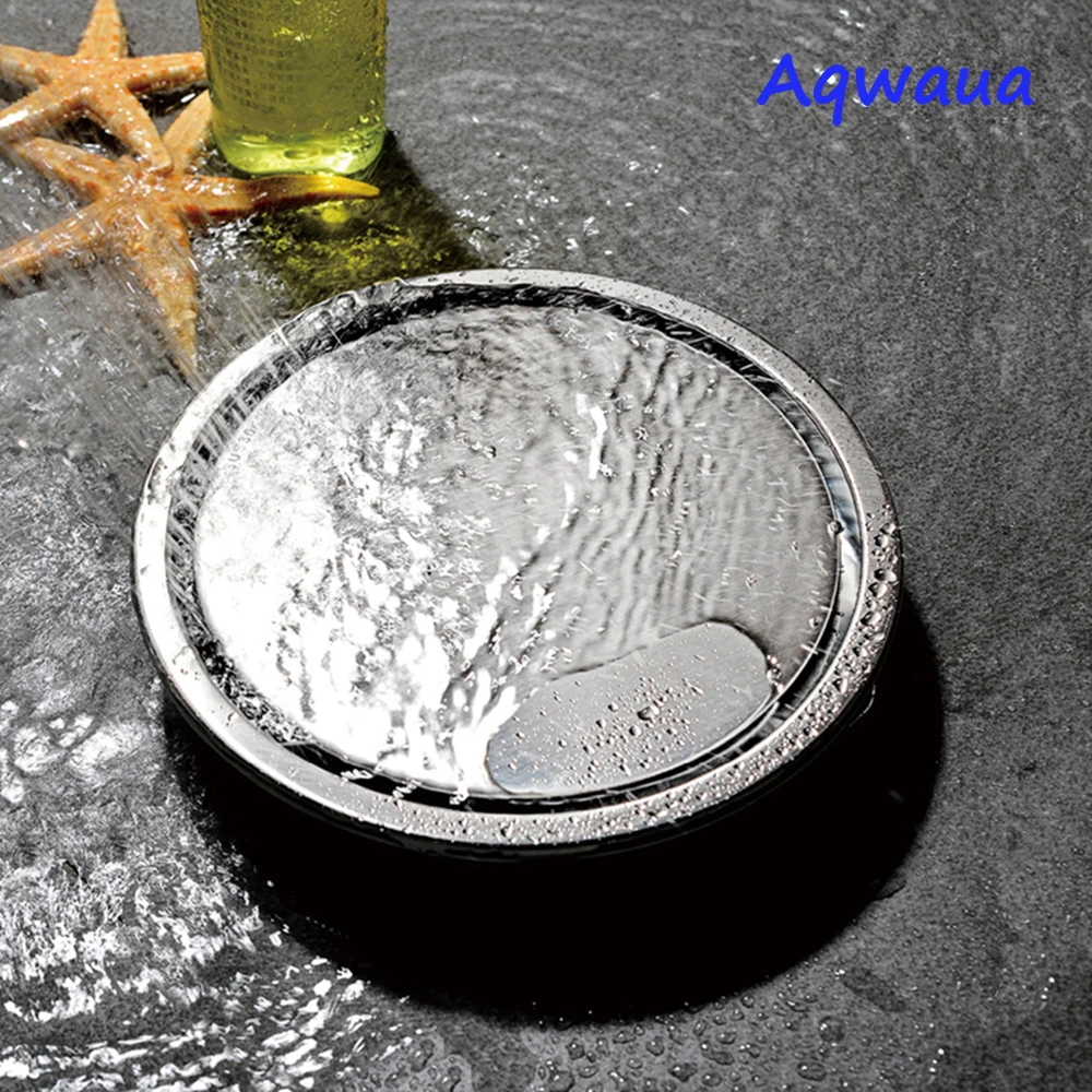 Aqwaua Stainless Steel Round anti-odor Floor Drain Bathroom Invisible Shower Floor Drain Floor Waste Drainer Brushed Nickel