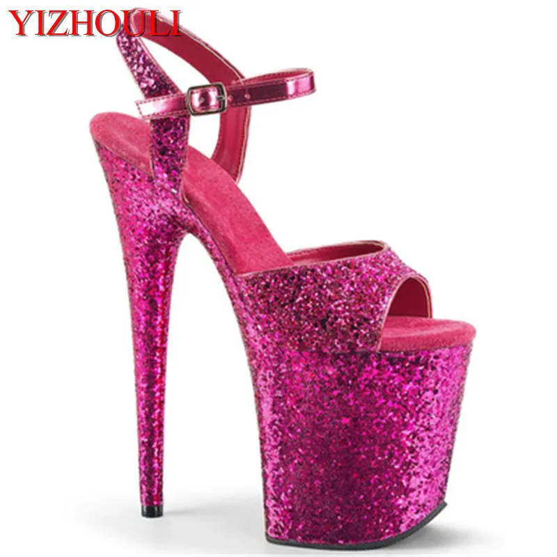 

Summer 20 cm sexy shiny waterproof platform stiletto heels /8 "high heel pole dancing use, model stage banquet sandals