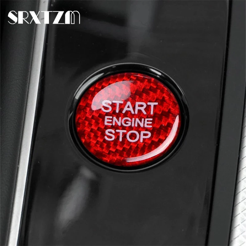 For Audi A4 A5 A6 C7 A7 Q3 Q5 Q7 Carbon Fiber Car Engine Start Stop Button Sticker Cover Trim