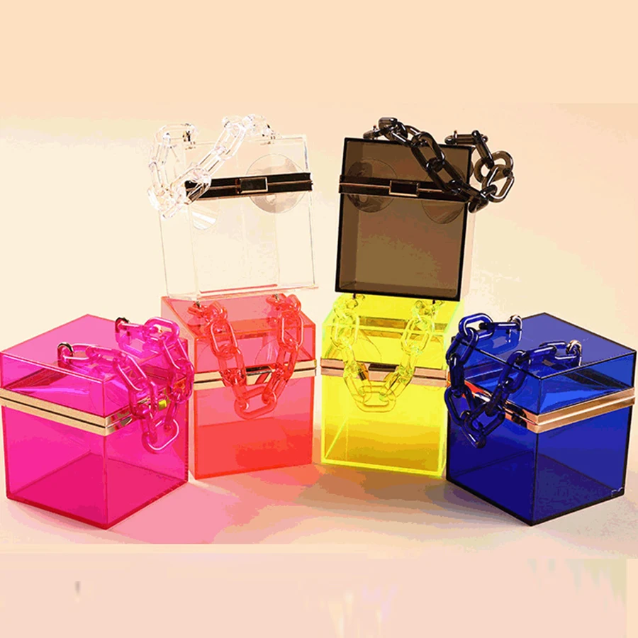 Clear Acrylic Clutch Bags For Women Shoulder Bag 2022 Transparent Acrylic Chain Crossbody Messenger Bag Lady Designer Purse