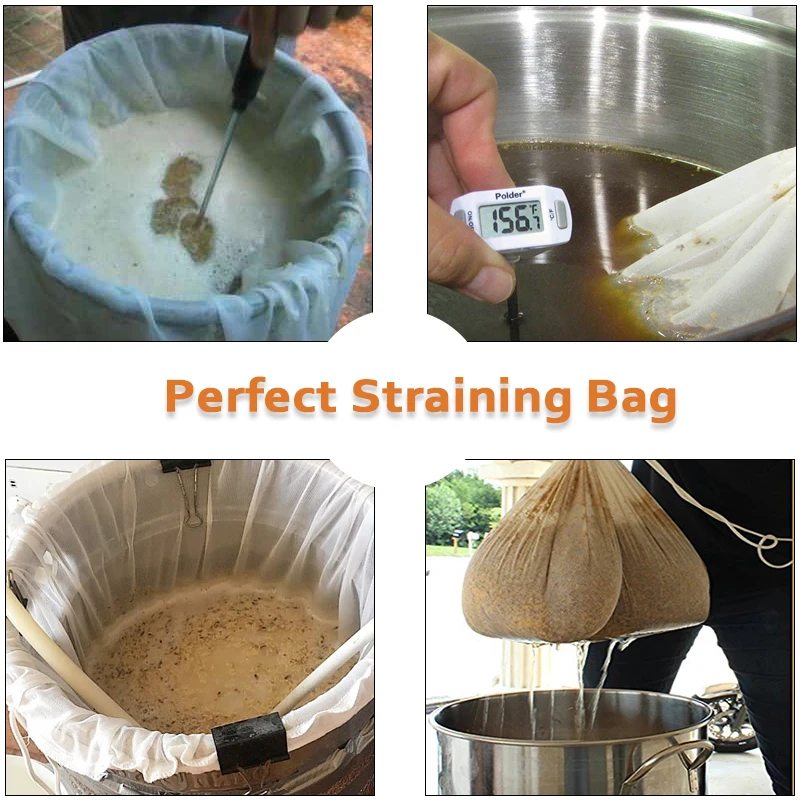 Brewing Filter Bag 120 Mesh Cylinder Shape Grain Brew Bag Nylon Straining Brew Bag for Beer Wine Making Food Grade Bucket Filter