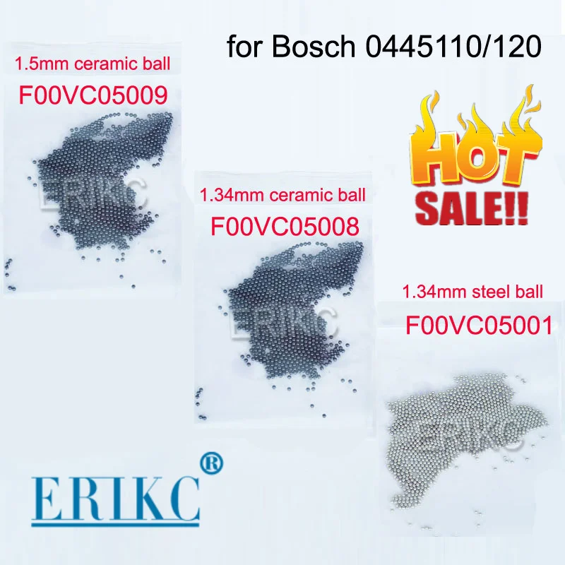 1.34mm Ceramic Ball CR Injector F00VC05008 1.34mm Steel Balls F00VC05001 Fuel Injector Valve Repair Kits F00VC05009 For BOSCH