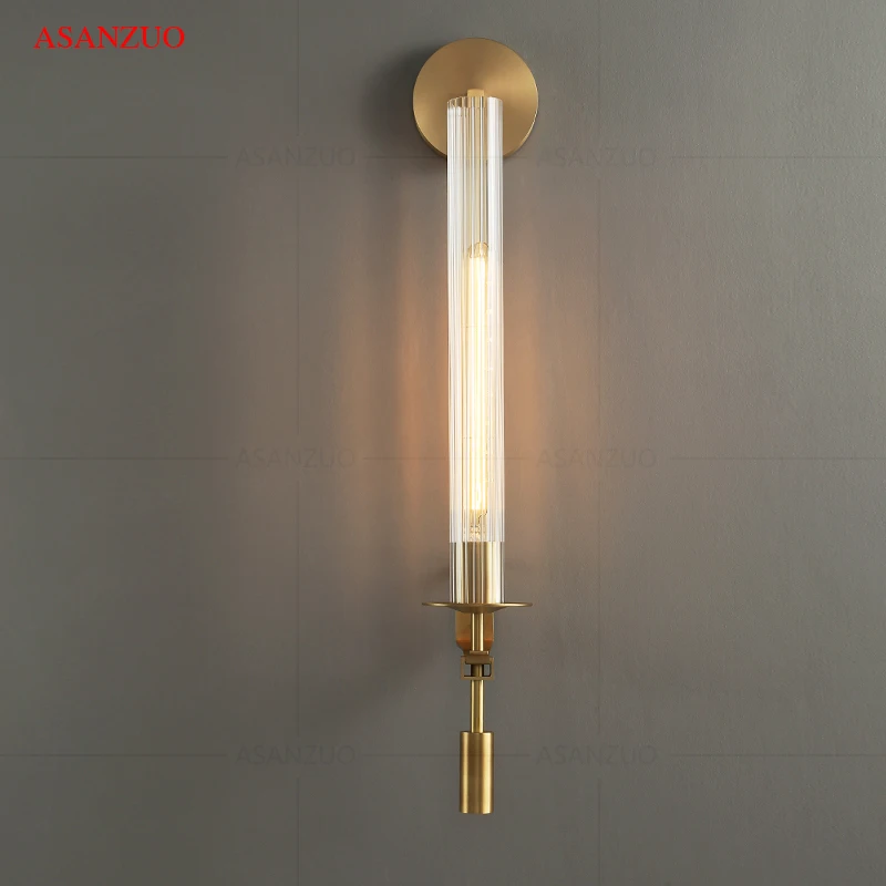 Post-modern Wall Lamps Retro vintage Glass Tube wall sconce Gold Nordic Living Room Bedroom Porch Aisle Dining Decor Light