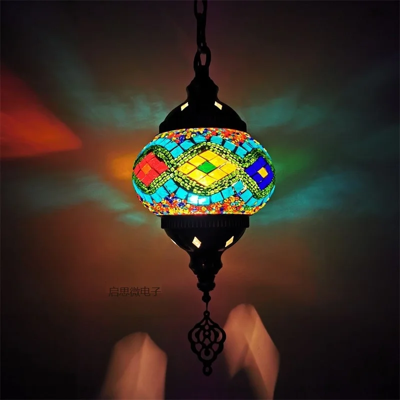 Newest Mediterranean Style Art Deco Turkish Mosaic Pendant Lamp Handcrafted Mosaic Glass Romantic Pendant Light image 4