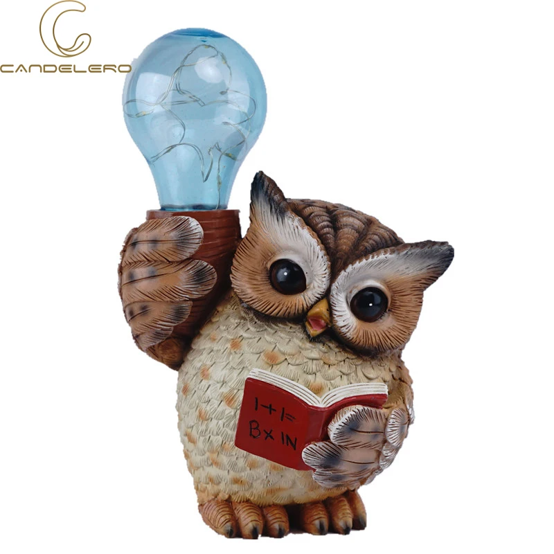 

Ornaments For Home Decoration Living Room Figurines Cute Animal Statues Modern Home Decor Sculptures Owl Solar Light Craft Wall