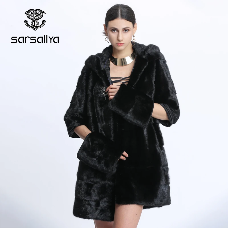 Real Mink Fur Coat Women Winter Natural Mink Coats Hood Genuine Fur Mink Jackets Plus Size Long Vintage Thick Warm Outwear 2024