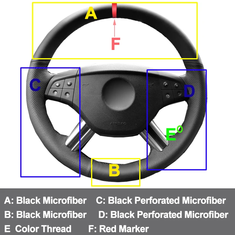 Hand Sewing Car Steering Wheel Cover For Mercedes Benz W164 ML350 ML500 05-06 X164 GL450 2006-09 R500 R63AMG R350 R320 2007-2010