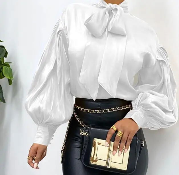 Spring New Solid Color Ruffles Decoration  Vintage Style Stand Collar Long Sleeve Women Shirt