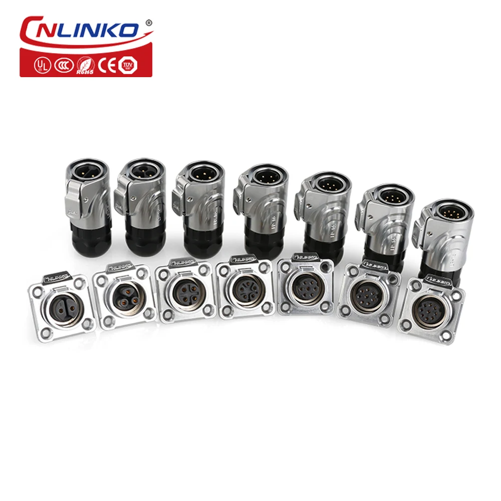 CNLINKO M16 Industrial Female Plug and Male Socket Waterproof IP68 Power Connector 2 3 4 5 7 8 9 Pin Electrical Wire Adapter