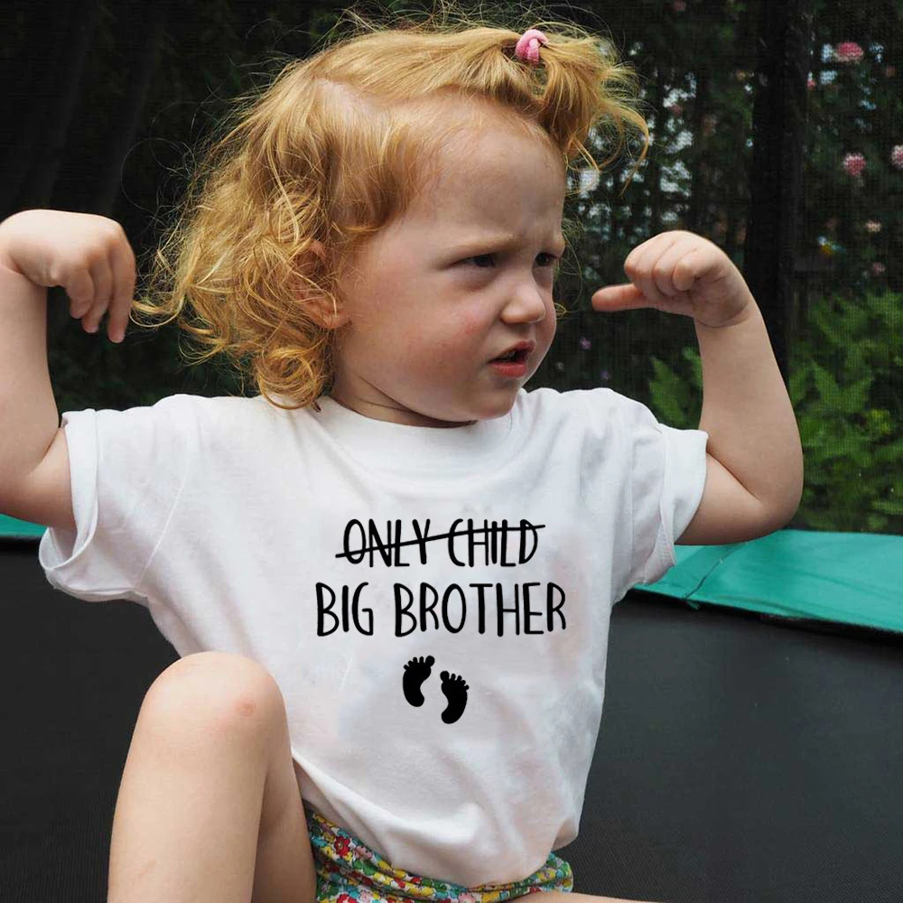 

2022 Only Child Big Brother Sister To Be Pregnancy Announcement Tshirt Kids Short Sleeve T-shirt Children Toddler Casual Tees