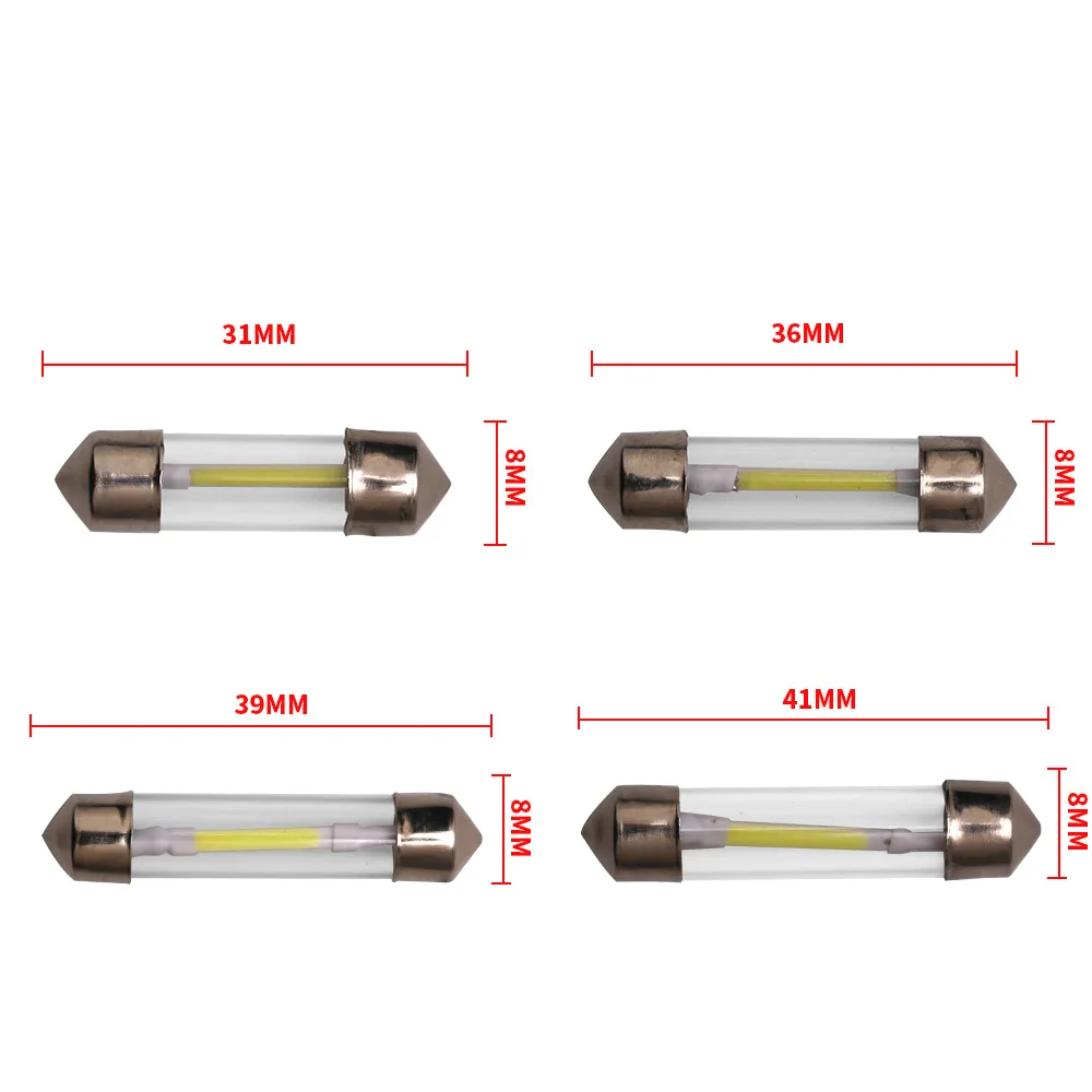 LED Car Lights Glass Filament C5W C10W Canbus no error  Festoon COB 31/36/39/41mm LED Blubs Dome lamp For Auto Trunk lightt