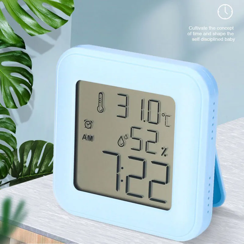 New Simple Clock Temperature Hygrometer Alarm Clocks Baby Room Silent Electronic Clock With Magnet Magnet Refrigerator LCD