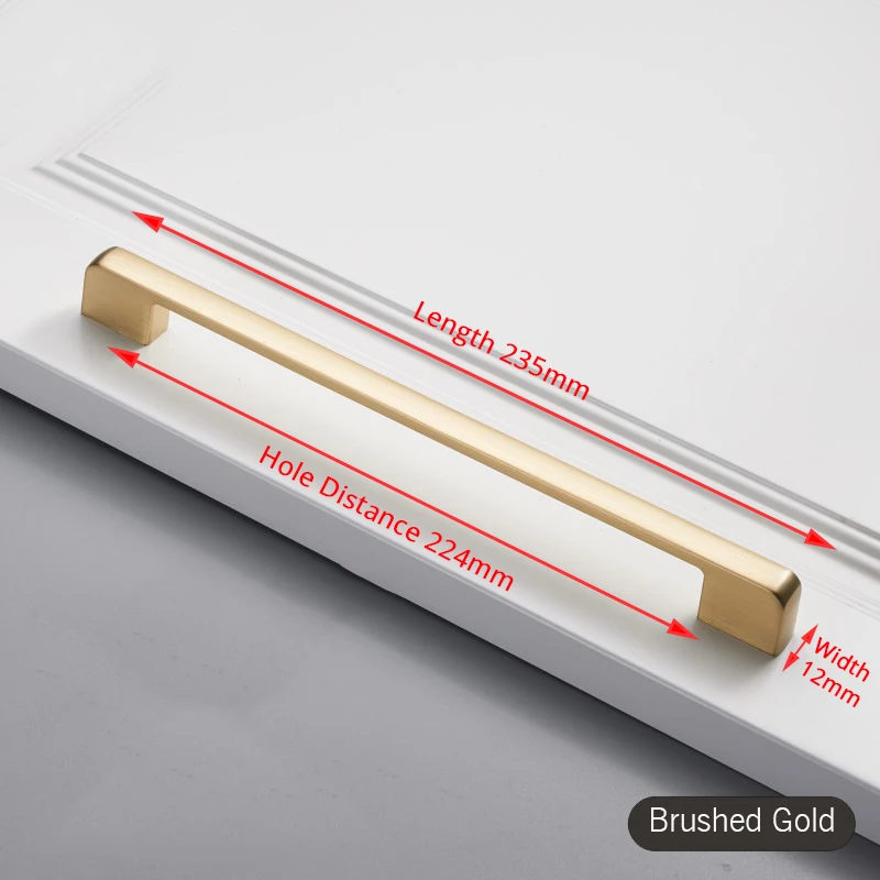 NAIERDI Gebürstet Gold Schrank Griff Zink-legierung Gerade Griff Schublade Knob Dekorative Küche Schrank Zieht Möbel Hardware