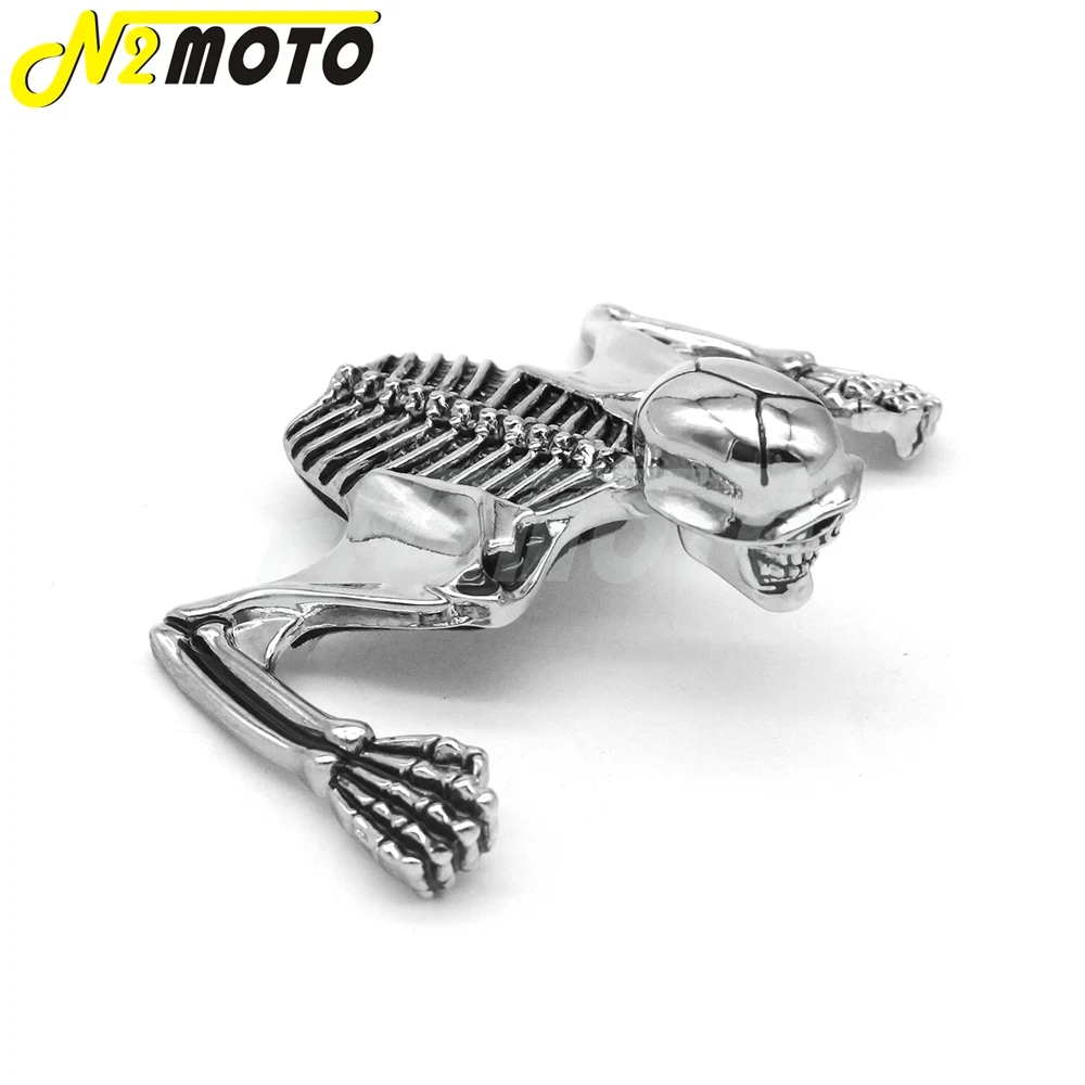 Statue de Squelette Décorative en Chrome pour la Visière de la Moto, Modèle Harley, Bobber, Chopper, 7 Pouces, Décoration Garde Boue, Phare
