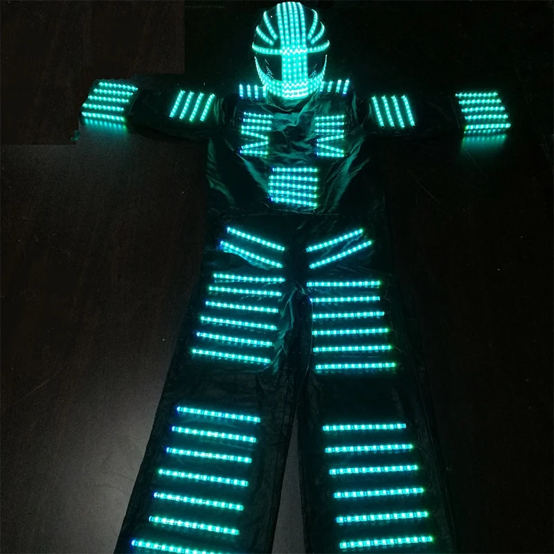 LED luminous Dance Costume Dance Robot costume Stilt stage dress remote control color changing electric Dance clothes