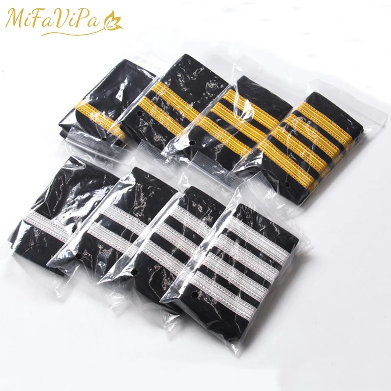 1 Pair Clothing Decor Epaulettes Professional Pilots Uniform Epaulets 4 Bars Shirts Craft Garment DIY Accessory Shoulder Badges