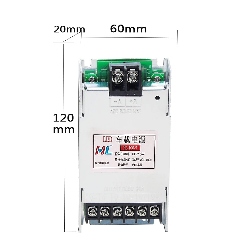 12V 24V DC To DC 5V 20A 100W Bus / Car Vehicle Led Display Power Inverter / DC-DC Buck Converter Step Down Module Transformer