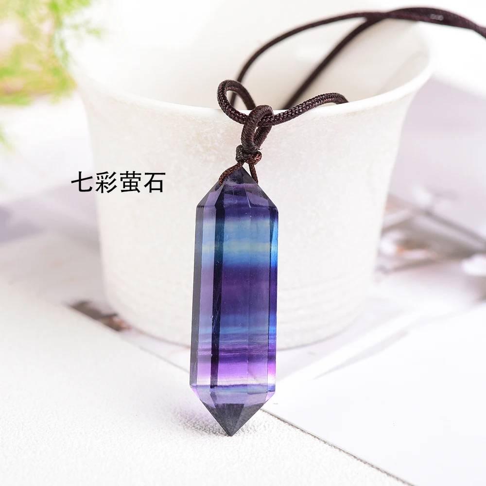 1pc Natural crystal quartz double point pendant Crystal pillar Necklace Health energy healing stone for gift