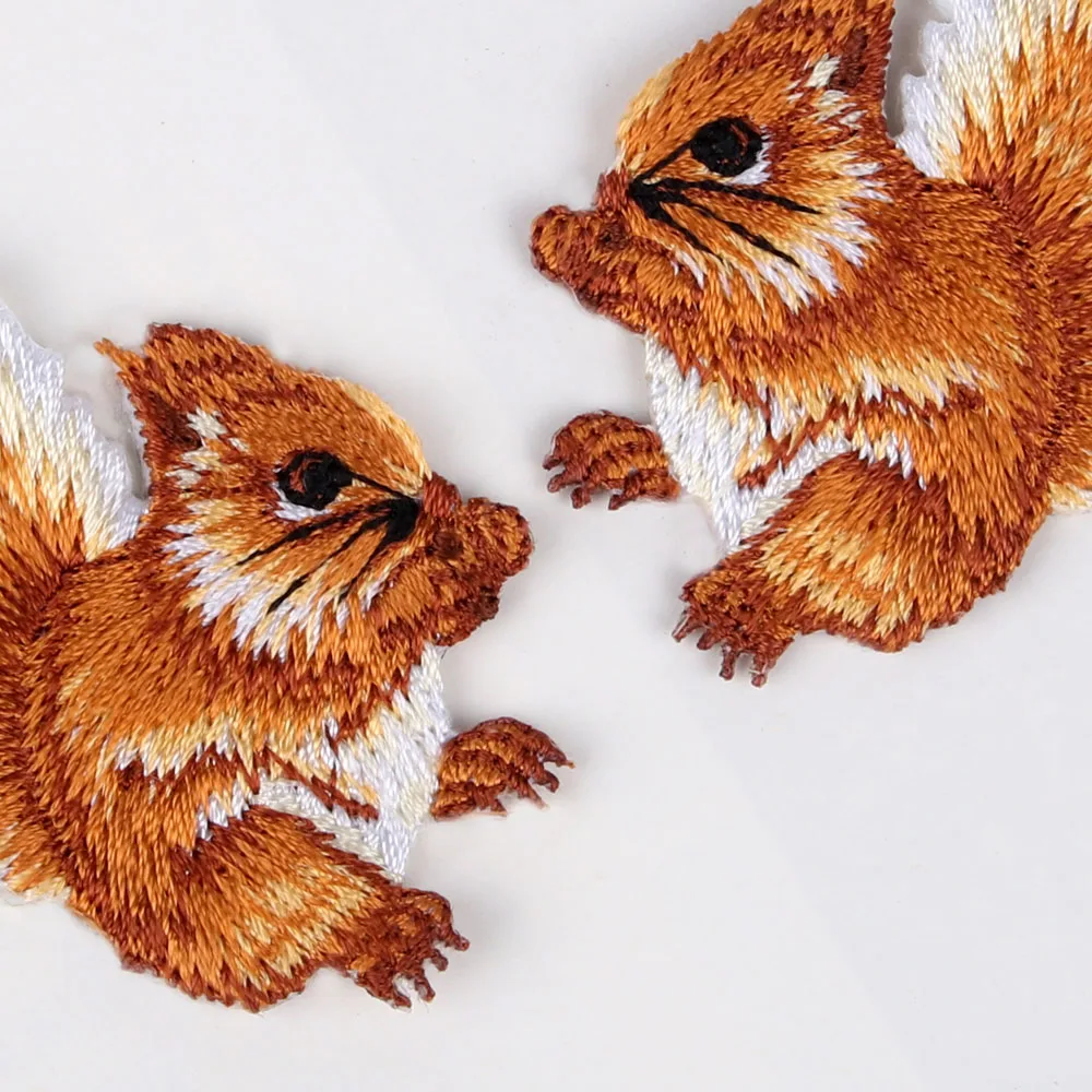 1 Pair Squirrel Embroidery Animal Patches For Clothing Parches Ropa