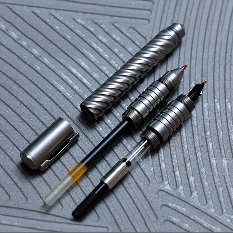 Titanium Alloy  Tactical Pen 2 in 1 interchangeable ballpoint pen and fountain pen Self Defense Tools