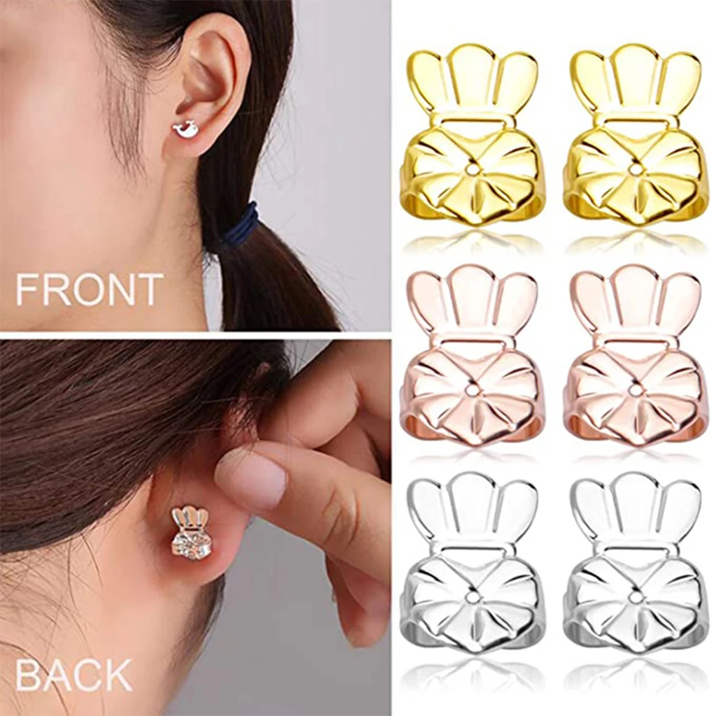 

3Pcs Earring Backs Stabilizers Adjustable Ear Locking for Heavy Earring Earring Support Hold in Place Girls Women