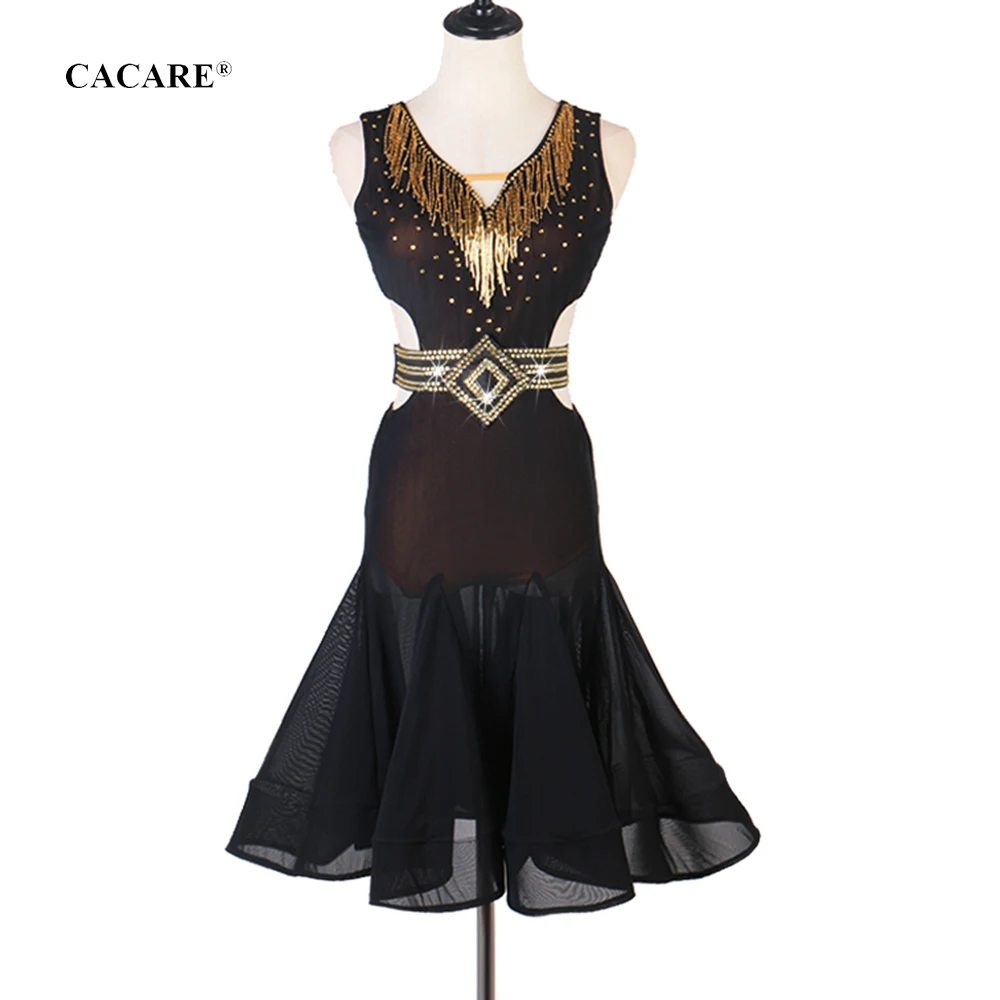 CACARE Sexy Latin Dance Dress Women Elegant CHEAP Rhinestones D0726 Salsa Dance Wear Lyrical Dance Costumes