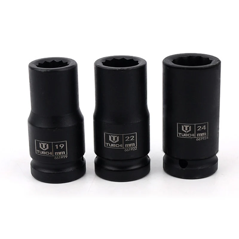 1PCS 3/4 "Heavy Duty Auswirkungen Buchse Set CR-V 12 Piont Steckschlüssel Kopf 80mm Länge Verdicken Pneumatische buchse Reparatur Tools17-55mm