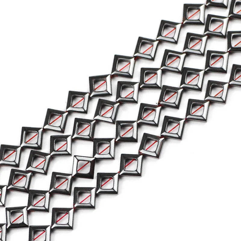 JHNBY Diagonal square Black Hematite 8MM Natural Stone Spacers Loose Beads For Jewelry Making Diy bracelets necklace accessories