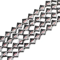 JHNBY Diagonal square Black Hematite 8MM Natural Stone Spacers Loose Beads For Jewelry Making Diy bracelets necklace accessories
