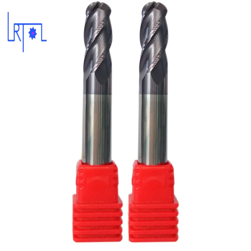 5PCS HRC55 4 flutes  R2,4,5,6*50,60,75mm tungsten carbide ball nose end mill CNC machine milling cutter