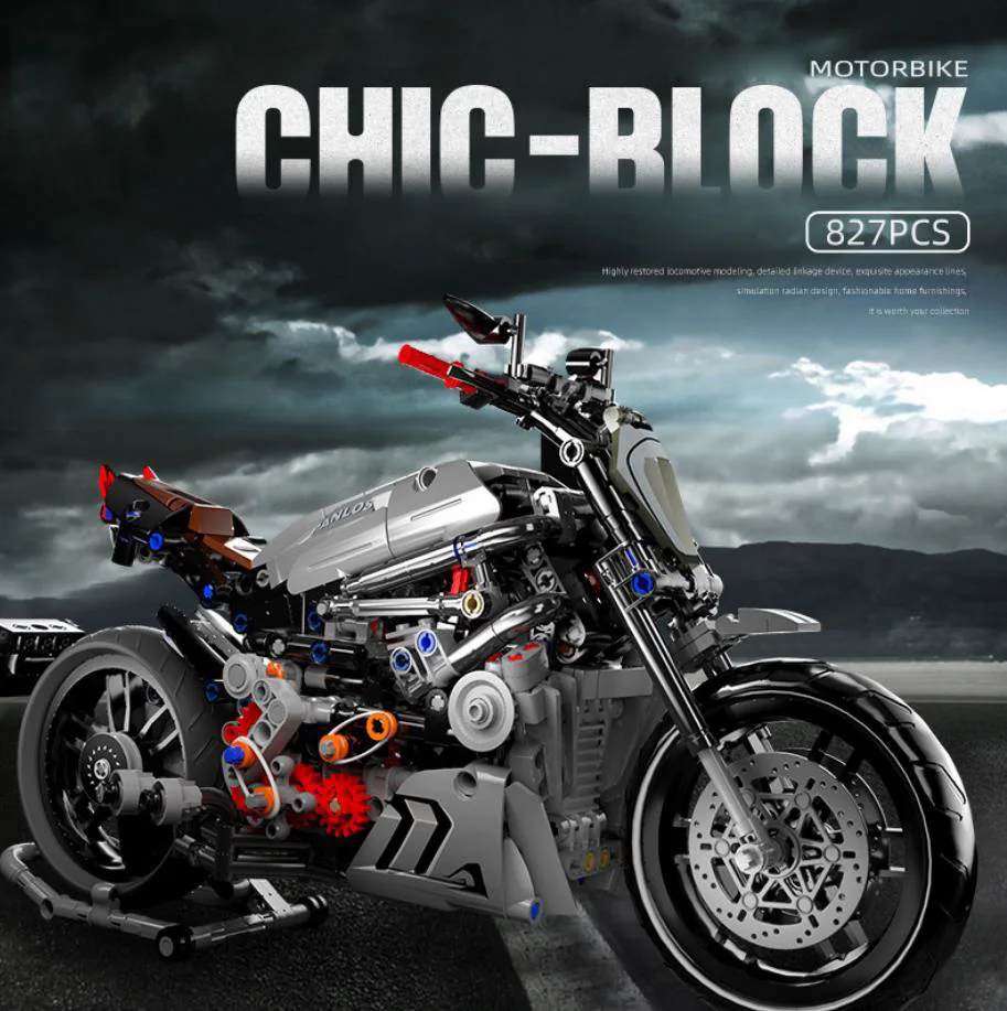 Technical Simulation Italy Duca Diavel Motorcycles Moc Building Block Assemble Model Bricks Toys Collection For Boys Gifts