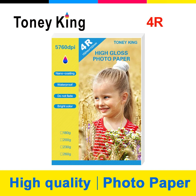 Toney King 4R Matte Glossy Magnetic Photo Paper 100 sheets Adhesive paper for Inkjet printer inkjet sticker photo paper DIY