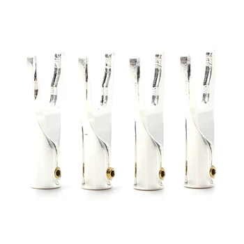 4 Stück reines Kupfer Silber geflochten y Spaten stecker Spaten adapter für Audio-Video-Lautsprecher kabel