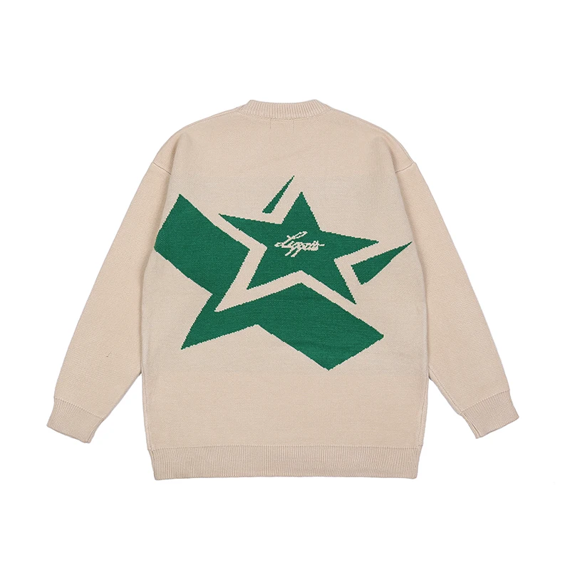 

Y2k Japanese Retro Alphabet Stars Crew Neck Sweater Men and Women Pullover High Street Oversize Loose Casual Autumn Knit Sueter