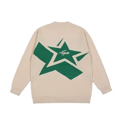 Y2k Japanese Retro Alphabet Stars Crew Neck Sweater Men and Women Pullover High Street Oversize Loose Casual Autumn Knit Sueter