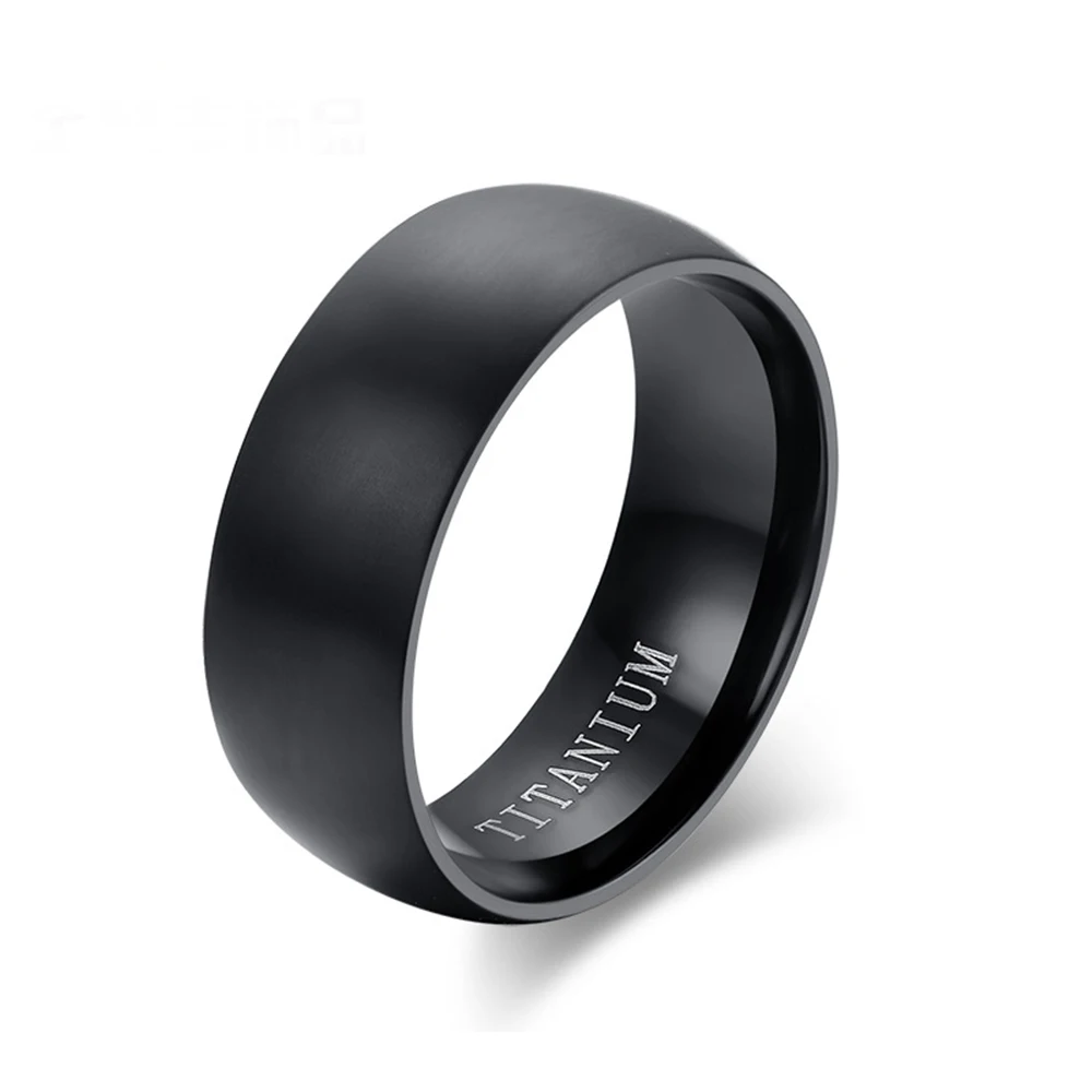 JHSL 8mm Classic Black Party Male Men Titanium Rings Fashion Jewelry Stainless Steel Boyfriend Gift Size 6 7 8 9 10 11 12 13 14